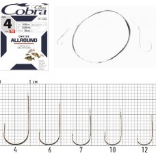 Гачки з повідцем Cobra ALLROUND 70cm, 0,18mm, разм.6, 10шт.