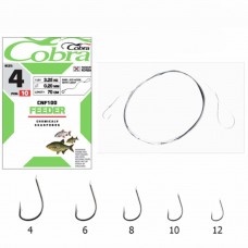 Гачки з повідцем Cobra FEEDER 70cm, 0,20mm, разм.4, 10шт.