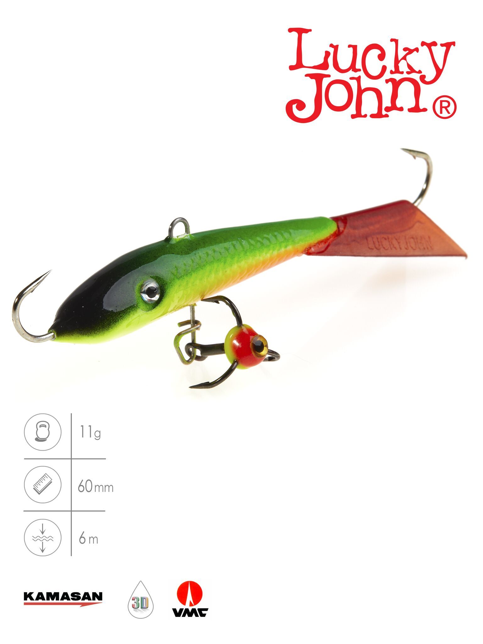 Балансир LUCKY JOHN Fin 4 (+тройник), 60 мм,