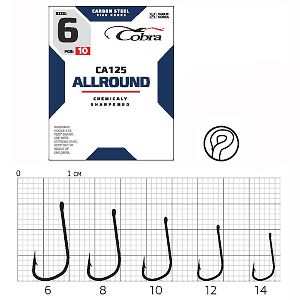 Гачки Cobra ALLROUND сер. CA125 разм. 008 10шт.