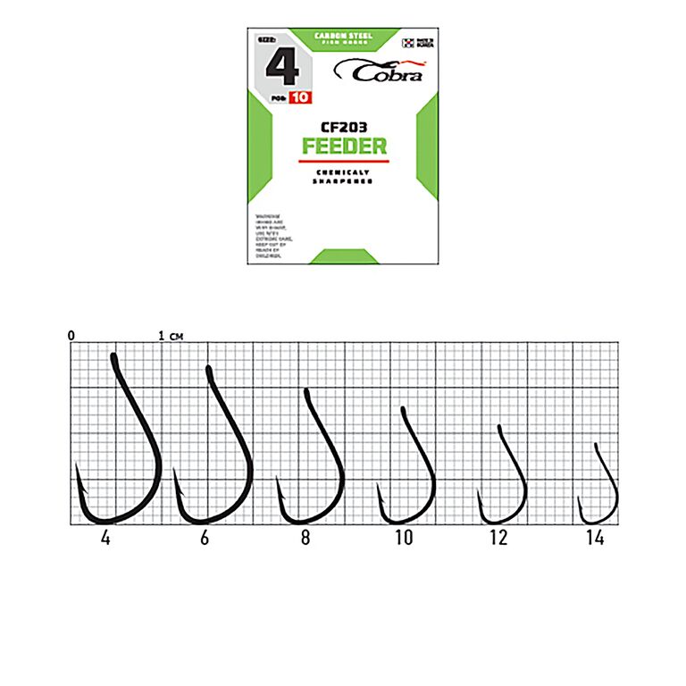 Гачки Cobra FEEDER сер. CF203 разм. 012 10шт.