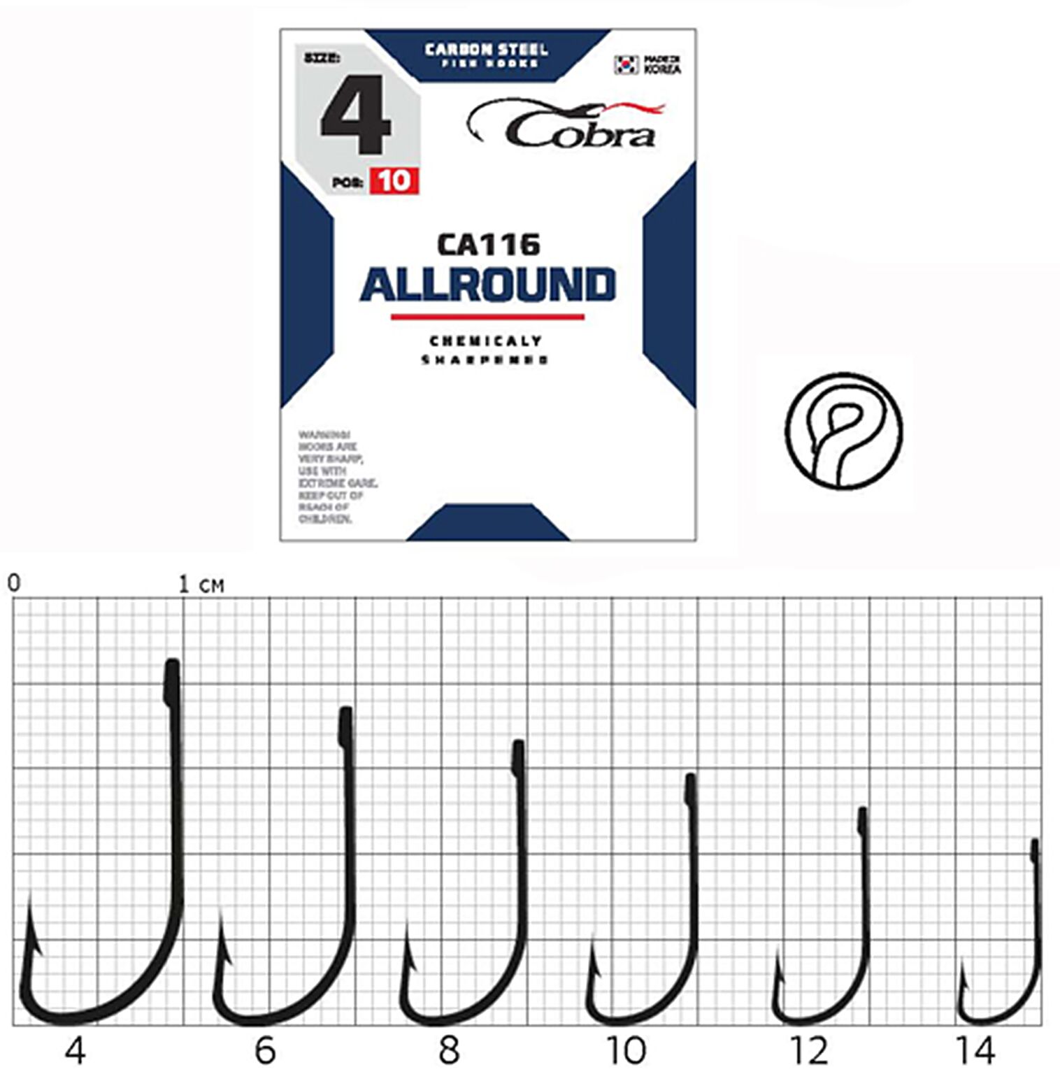 Гачки Cobra ALLROUND сер. CA116 разм. 008 10шт.